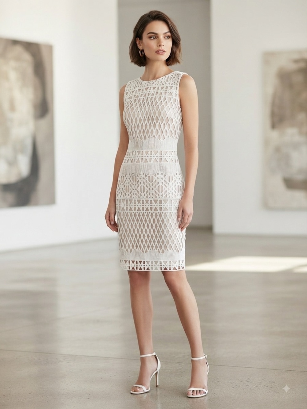 NWT Carmen Marc Valvo Lace Cutout Cocktail Dress